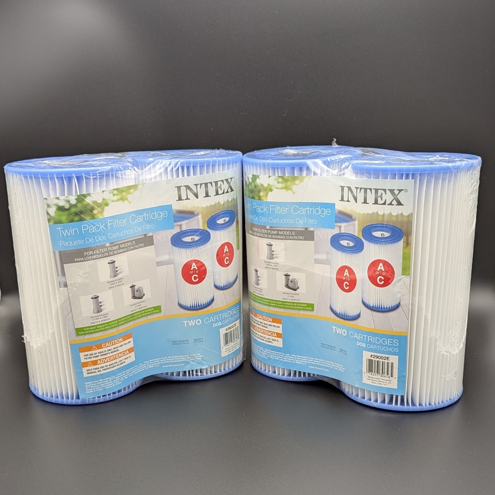 FOUR Intex Filter Cartridges A or C #29002E (2 Twin-packs). OEM
